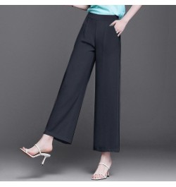 Straight Elastic Waist Pockets Ankle-length Pants Solid Loose Spring Summer Thin Women's Clothing Simplicity Casual Formal Sv...