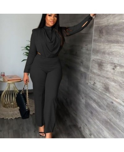 Office Lady Two Piece Set Women Fall Clothes 2022 Long Sleeve Ruched Crop Top and Pants Suits Business Workwear Matching Sets...
