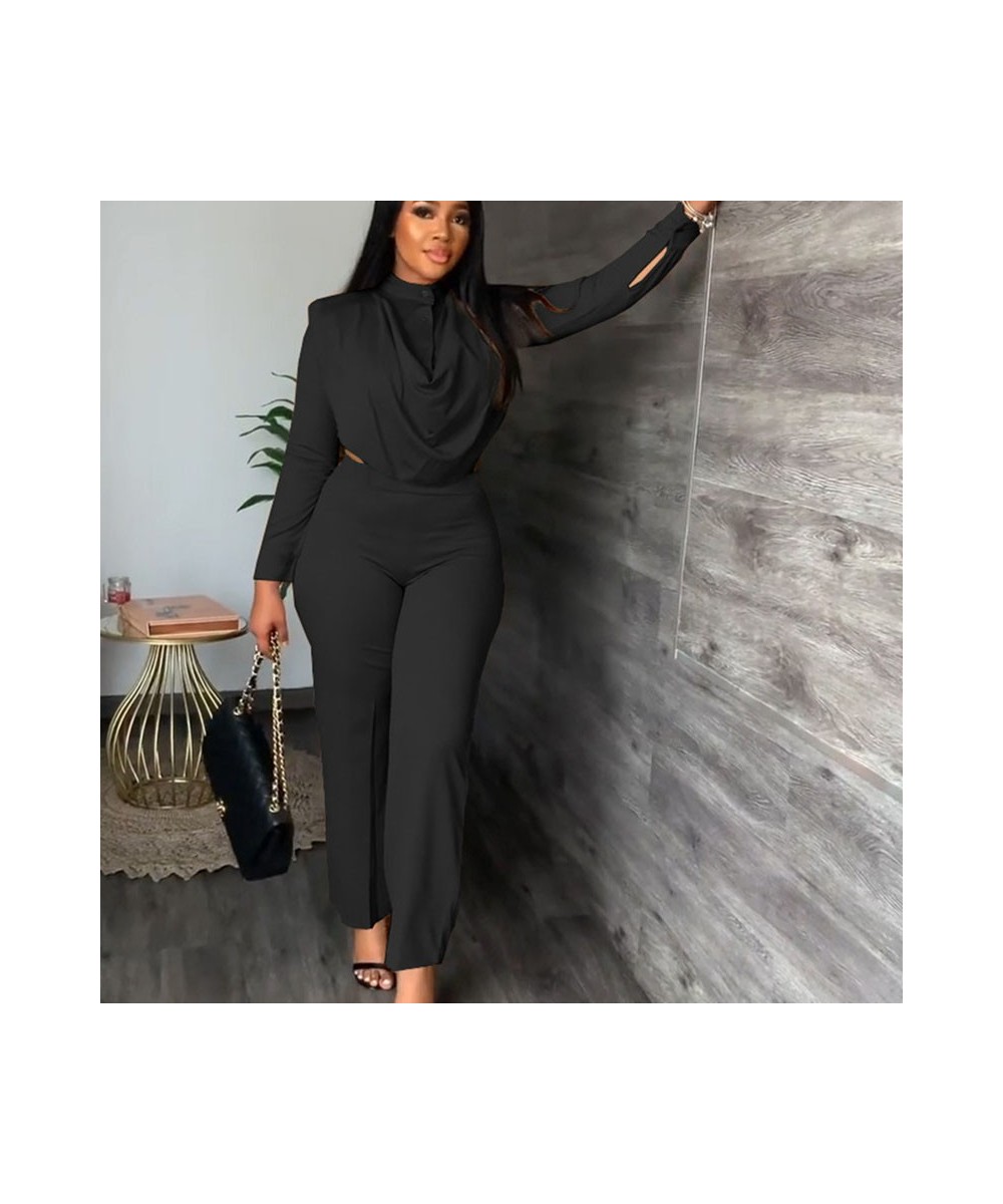 Office Lady Two Piece Set Women Fall Clothes 2022 Long Sleeve Ruched Crop Top and Pants Suits Business Workwear Matching Sets...