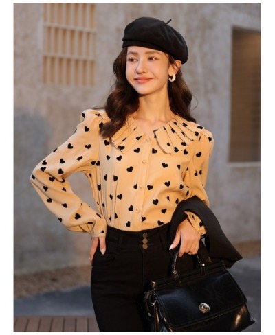 Polka Dot Blouses Women 2022 Autumn French Solid Single-breasted Vest Jacket Doll Collar Long Sleeves Shirts MXB37C0637 $57.8...