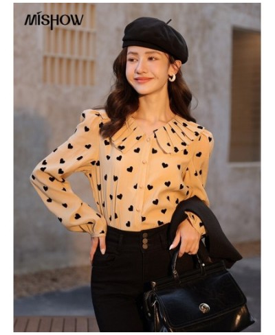 Polka Dot Blouses Women 2022 Autumn French Solid Single-breasted Vest Jacket Doll Collar Long Sleeves Shirts MXB37C0637 $57.8...