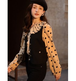 Polka Dot Blouses Women 2022 Autumn French Solid Single-breasted Vest Jacket Doll Collar Long Sleeves Shirts MXB37C0637 $57.8...