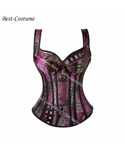 Gothic Corset Top with Straps Women White Corset Bustier Plus Size Sexy Lingerie Retro Jacquard Floral Waist Corset Shaper $3...