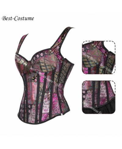 Gothic Corset Top with Straps Women White Corset Bustier Plus Size Sexy Lingerie Retro Jacquard Floral Waist Corset Shaper $3...