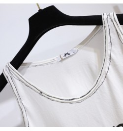 New 2023 Ladies Summer Plus Size Basic Tank Tops For Women Large Sleeveless White Print Cotton Vest Top 3XL 4XL 5XL 6XL 7XL $...