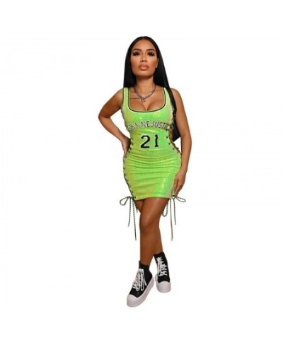 Sporty Fashion Sequined Dress Side Hollow Out Lace-up Basketball Jersey Dresses Summer 2022 Sexy Streetwear Outfits 3XL $61.2...