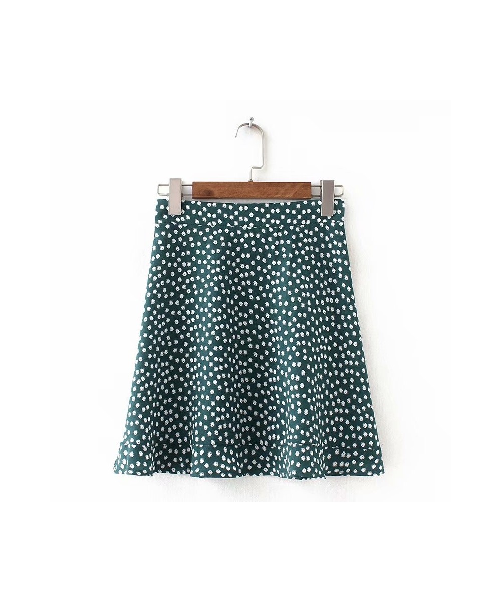 Women White High Waist Slim Thin Sexy Line Skirts Dots Witty Sweet Temperament Mini Skirt Green 2023 Summer Female Streetwear...