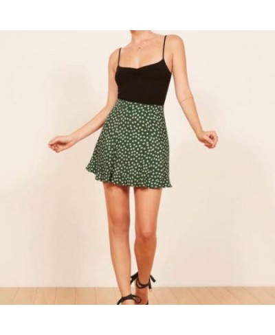 Women White High Waist Slim Thin Sexy Line Skirts Dots Witty Sweet Temperament Mini Skirt Green 2023 Summer Female Streetwear...