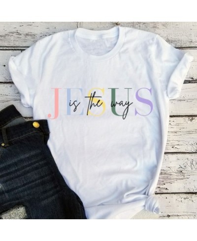 Christian Woman Tshirts Jesus Is The Way Graphic Tee Jesus Gift for Friend Women Clothes Gift for Women Christian Tops L $20....