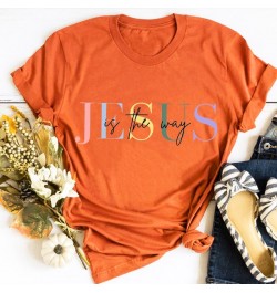 Christian Woman Tshirts Jesus Is The Way Graphic Tee Jesus Gift for Friend Women Clothes Gift for Women Christian Tops L $20....