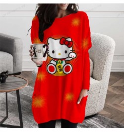 Women's T-Shirt Hello Kitty Printing Long Sleeve Fashion Casual Pullover Autumn Winter Daily Harajuku Oversized Tops Clothing...