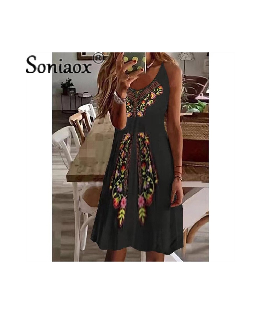 Beach Boho Suspenders Dress 2022 Sexy V-Neck Sleeveless Loose A-Line Dress Summer Women Casual Ethnic Print Dresses Vestidos ...