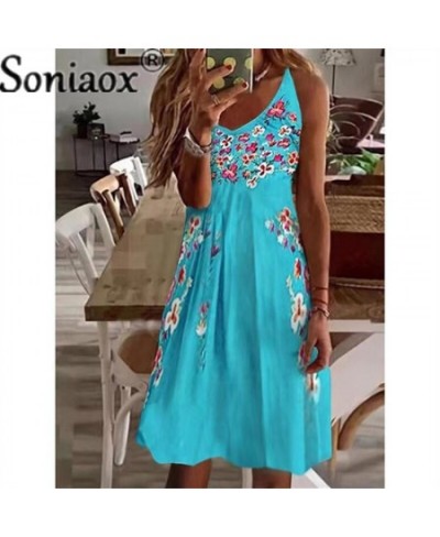 Beach Boho Suspenders Dress 2022 Sexy V-Neck Sleeveless Loose A-Line Dress Summer Women Casual Ethnic Print Dresses Vestidos ...