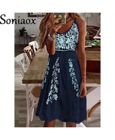 Beach Boho Suspenders Dress 2022 Sexy V-Neck Sleeveless Loose A-Line Dress Summer Women Casual Ethnic Print Dresses Vestidos ...