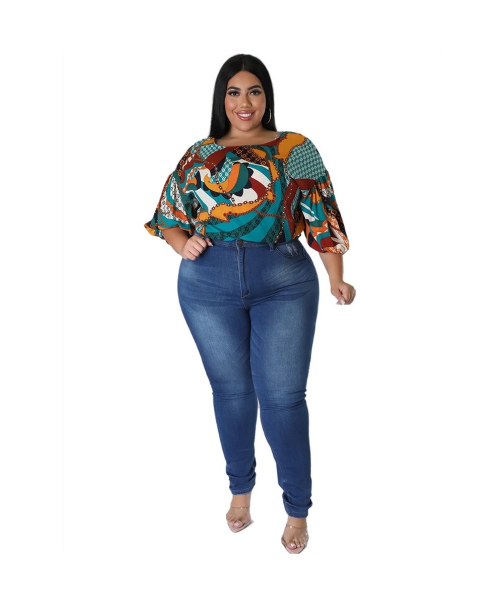 Plus Size Tops Women T Shirts Blouses Flower Printed Casual Half Sleeve Summer Clothes Wholesale 2023 $35.65 - Plus Size Clothes