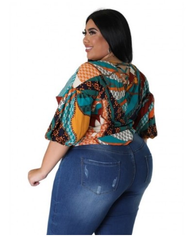 Plus Size Tops Women T Shirts Blouses Flower Printed Casual Half Sleeve Summer Clothes Wholesale 2023 $35.65 - Plus Size Clothes