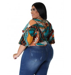 Plus Size Tops Women T Shirts Blouses Flower Printed Casual Half Sleeve Summer Clothes Wholesale 2023 $35.65 - Plus Size Clothes