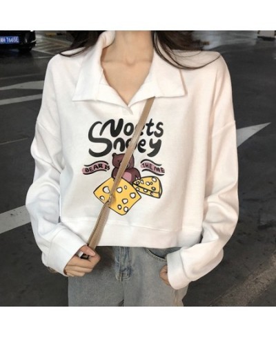 2023 Women's Spring and Autumn New Polo Neck White Long Sleeve Short Sweet Cool Wind ins Loose Design Feel Top Korean Fashion...