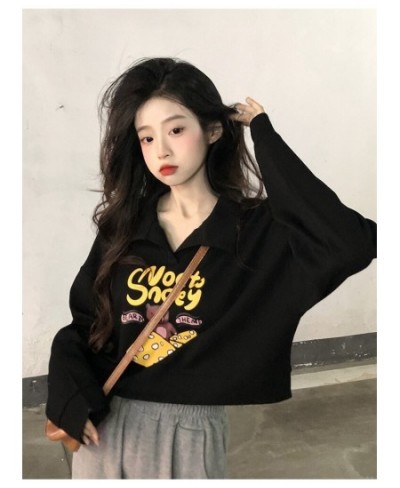 2023 Women's Spring and Autumn New Polo Neck White Long Sleeve Short Sweet Cool Wind ins Loose Design Feel Top Korean Fashion...