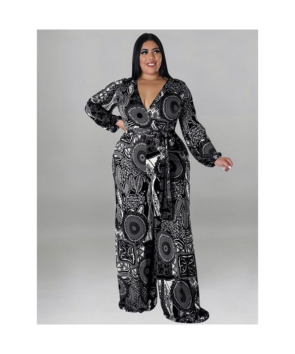 Large Size Women Jumpsuit Plus Size Jumpsuit Long Sleeve Casual Jumpsuits Loose Pants Wholesale Bulk $49.63 - Plus Size Clothes