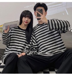 2PCS Long Sleeve Cotton Couple Pajamas Set Women Sleepwear Family Pijama Stripe Homewear Trousers Women Casual Men Pyjamas $3...