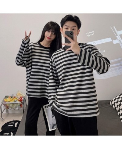 2PCS Long Sleeve Cotton Couple Pajamas Set Women Sleepwear Family Pijama Stripe Homewear Trousers Women Casual Men Pyjamas $3...