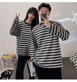 2PCS Long Sleeve Cotton Couple Pajamas Set Women Sleepwear Family Pijama Stripe Homewear Trousers Women Casual Men Pyjamas $3...