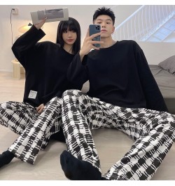 2PCS Long Sleeve Cotton Couple Pajamas Set Women Sleepwear Family Pijama Stripe Homewear Trousers Women Casual Men Pyjamas $3...