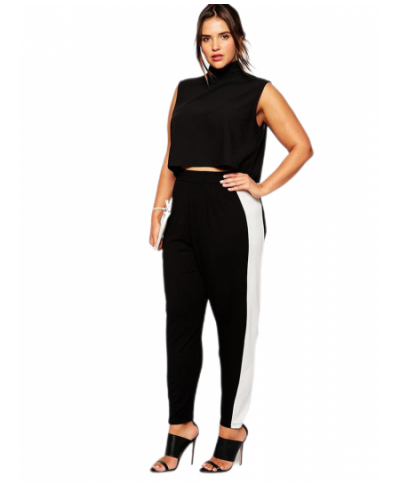 Plus Size Summer Spring Casual Pants Women Elastic Waist Black & White Straight Pencil Pants Large Size Joggers Sweatpants 6X...