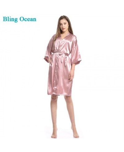 New Women's Satin Wedding Kimono Bride Robe Sleepwear Bridesmaid Robes Bathrobe Bridal Robes Dressing for competition bikini ...