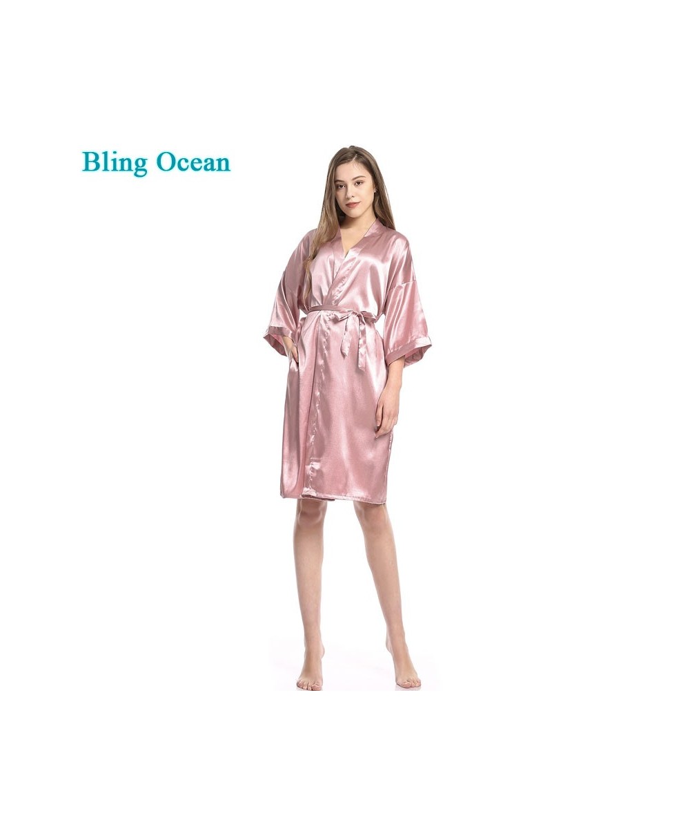 New Women's Satin Wedding Kimono Bride Robe Sleepwear Bridesmaid Robes Bathrobe Bridal Robes Dressing for competition bikini ...