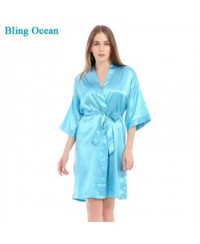 New Women's Satin Wedding Kimono Bride Robe Sleepwear Bridesmaid Robes Bathrobe Bridal Robes Dressing for competition bikini ...