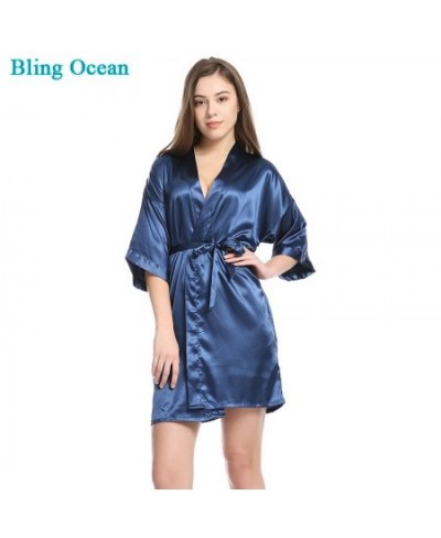 New Women's Satin Wedding Kimono Bride Robe Sleepwear Bridesmaid Robes Bathrobe Bridal Robes Dressing for competition bikini ...