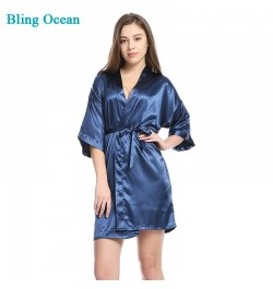 New Women's Satin Wedding Kimono Bride Robe Sleepwear Bridesmaid Robes Bathrobe Bridal Robes Dressing for competition bikini ...