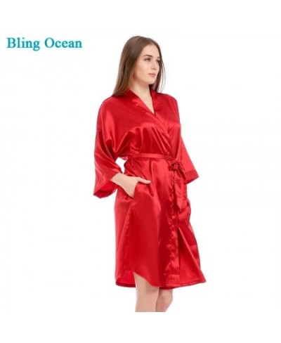 New Women's Satin Wedding Kimono Bride Robe Sleepwear Bridesmaid Robes Bathrobe Bridal Robes Dressing for competition bikini ...