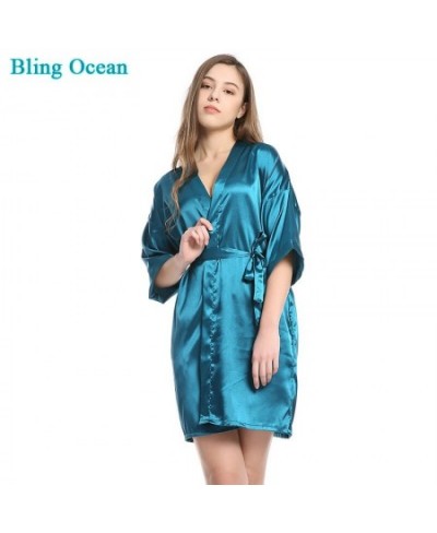 New Women's Satin Wedding Kimono Bride Robe Sleepwear Bridesmaid Robes Bathrobe Bridal Robes Dressing for competition bikini ...