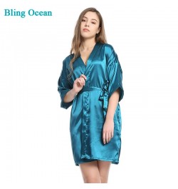 New Women's Satin Wedding Kimono Bride Robe Sleepwear Bridesmaid Robes Bathrobe Bridal Robes Dressing for competition bikini ...