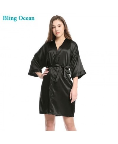 New Women's Satin Wedding Kimono Bride Robe Sleepwear Bridesmaid Robes Bathrobe Bridal Robes Dressing for competition bikini ...