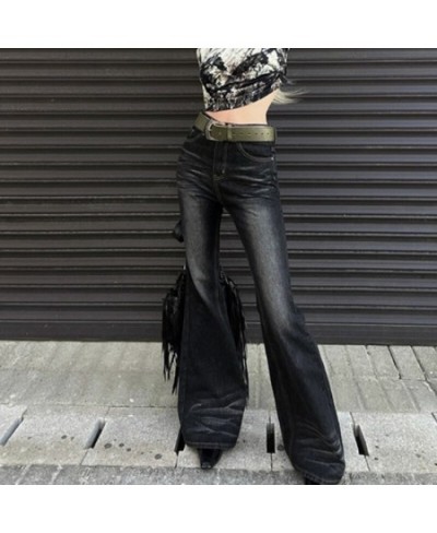 Vintage Washed Sexy Slim Black Flare Jeans Women 2022 Winter New High Street Fashion All-match Casual Wide Leg Pants $73.50 -...