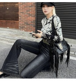 Vintage Washed Sexy Slim Black Flare Jeans Women 2022 Winter New High Street Fashion All-match Casual Wide Leg Pants $73.50 -...