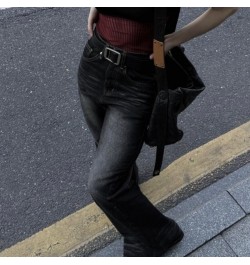 Vintage Washed Sexy Slim Black Flare Jeans Women 2022 Winter New High Street Fashion All-match Casual Wide Leg Pants $73.50 -...