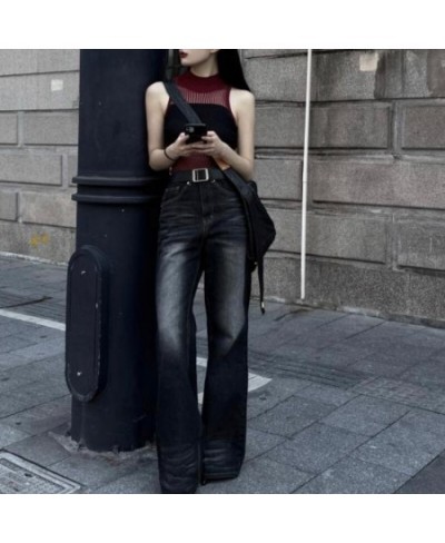 Vintage Washed Sexy Slim Black Flare Jeans Women 2022 Winter New High Street Fashion All-match Casual Wide Leg Pants $73.50 -...