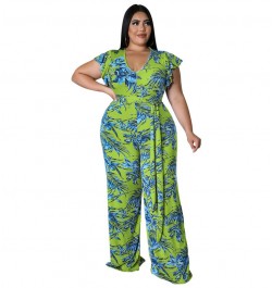 Women's Jumpsuits Plus Size 5XL One Piece Outfits Office Lady Short Sleeve Print Bodysuit Summer Wholesale $41.97 - Plus Size...