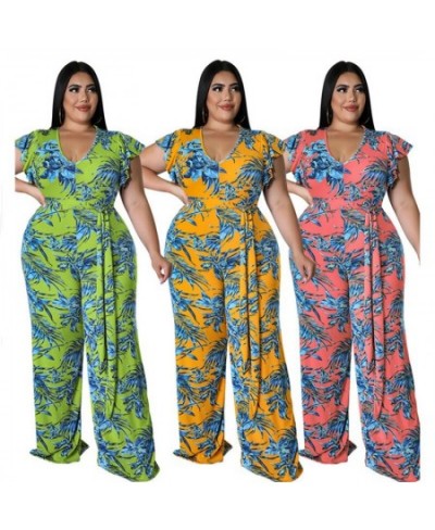 Women's Jumpsuits Plus Size 5XL One Piece Outfits Office Lady Short Sleeve Print Bodysuit Summer Wholesale $41.97 - Plus Size...