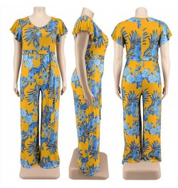 Women's Jumpsuits Plus Size 5XL One Piece Outfits Office Lady Short Sleeve Print Bodysuit Summer Wholesale $41.97 - Plus Size...