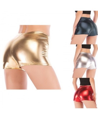 Stamping Shorts Bright Leather Shorts Ladies Nightclub Show Sexy Solid Color Shorts Pole Dance Women's Clothing $14.95 - Bottoms