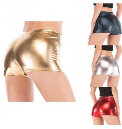 Stamping Shorts Bright Leather Shorts Ladies Nightclub Show Sexy Solid Color Shorts Pole Dance Women's Clothing $14.95 - Bottoms