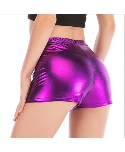 Stamping Shorts Bright Leather Shorts Ladies Nightclub Show Sexy Solid Color Shorts Pole Dance Women's Clothing $14.95 - Bottoms