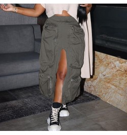 Midi Cargo Skirt Y2K Patchwork Style Grunge Grey Khaki Long Maxi Pencil Skirt With Patch Pockets Women Autumn Street Clothes ...