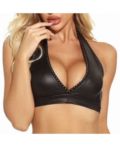 Pu Leather Bra Female Vest Women Tops Lingerie Bandage Sexy Bright Solid Color Party Clubwear Fashion Wetlook Black Clothing ...